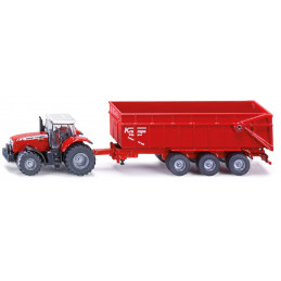 Tractor Massey Ferguson con remolque - Escala 1:87