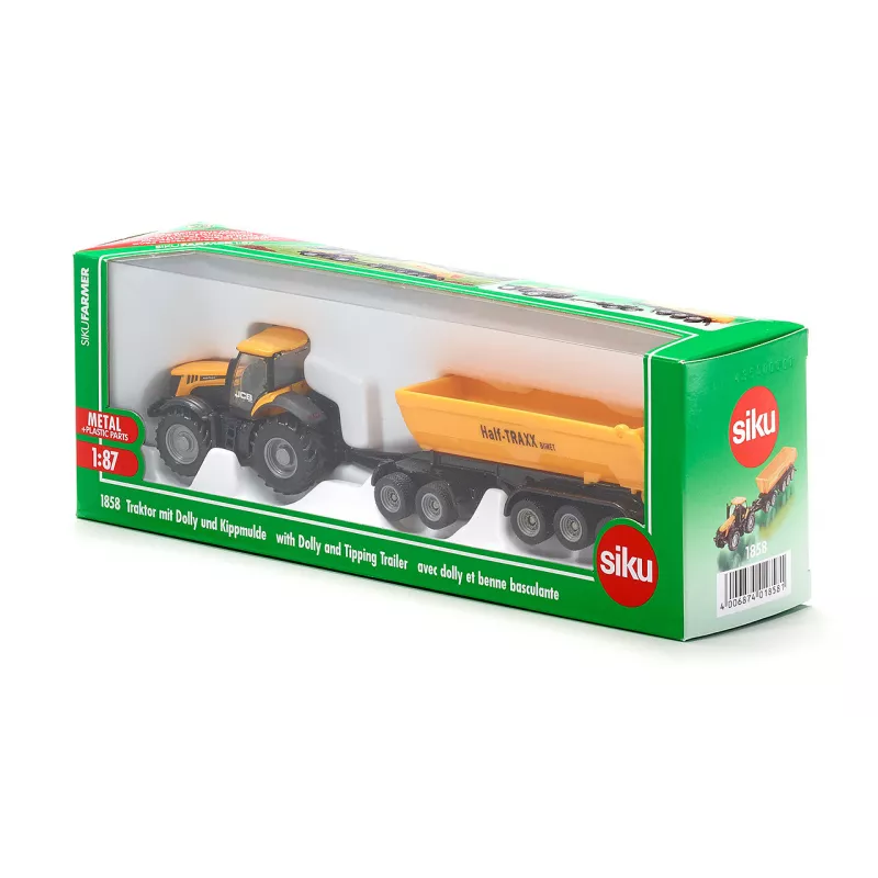 Tractor JCB con remolque banera - escala 1:87