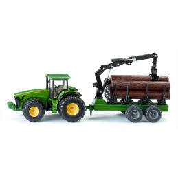 Tractor John Deere 8430 con remolque forestal - escala 1:50 - siku