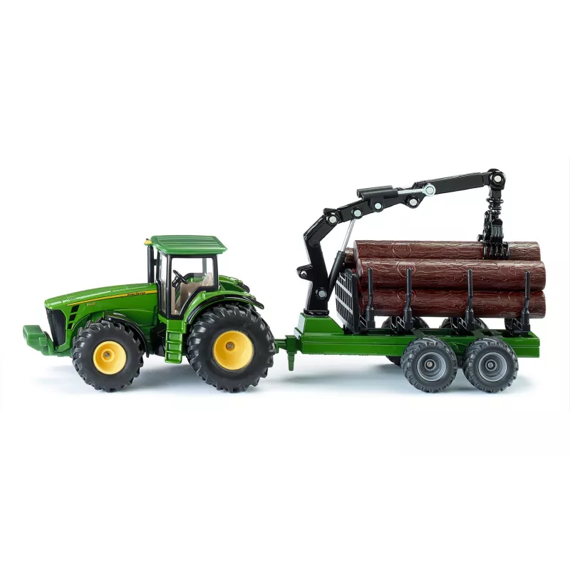 Tractor John Deere 8430 con remolque forestal - escala 1:50 - siku