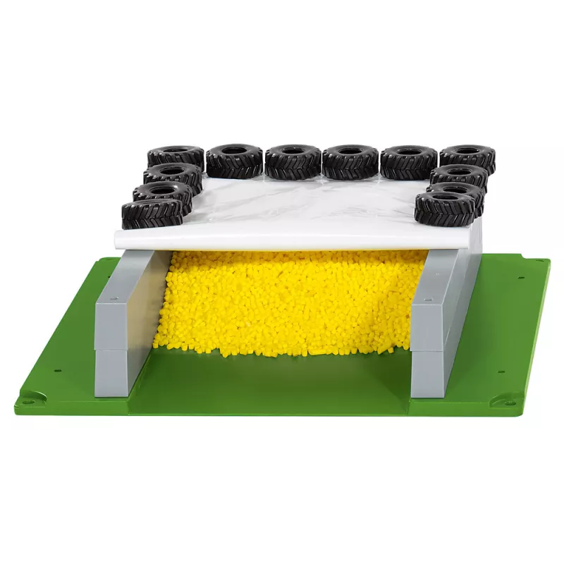 Silo de ensilaje con tapa, neumáticos y granulado