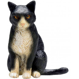 Gato Sentado Blanco y Negro