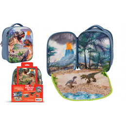 Mochila Dinosaurius 3D Junior con 2 figuras y folleto de coleccionista (T-Rex y Velociraptor)