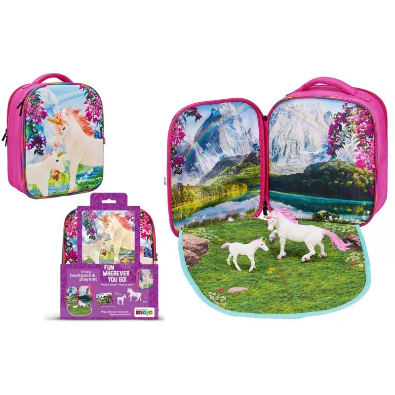 Mochila Unicornios 3D con 2 figuras y folleto de coleccionista (Unicornio y Unicornio Baby)