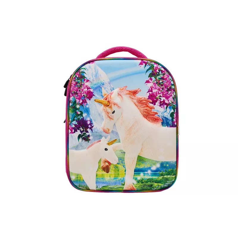 Mochila Unicornios 3D con 2 figuras y folleto de coleccionista (Unicornio y Unicornio Baby)