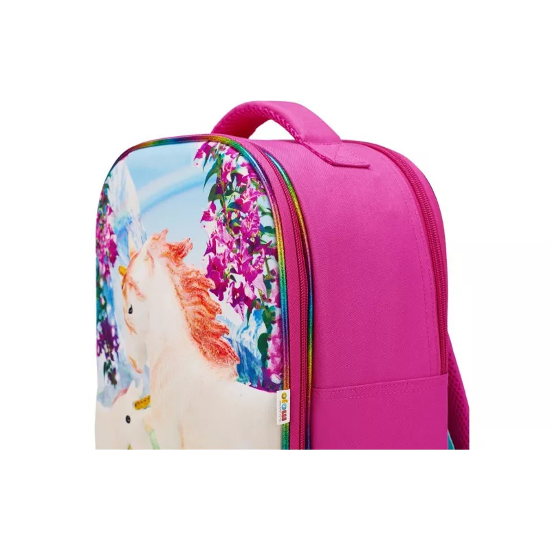 Mochila Unicornios 3D con 2 figuras y folleto de coleccionista (Unicornio y Unicornio Baby)