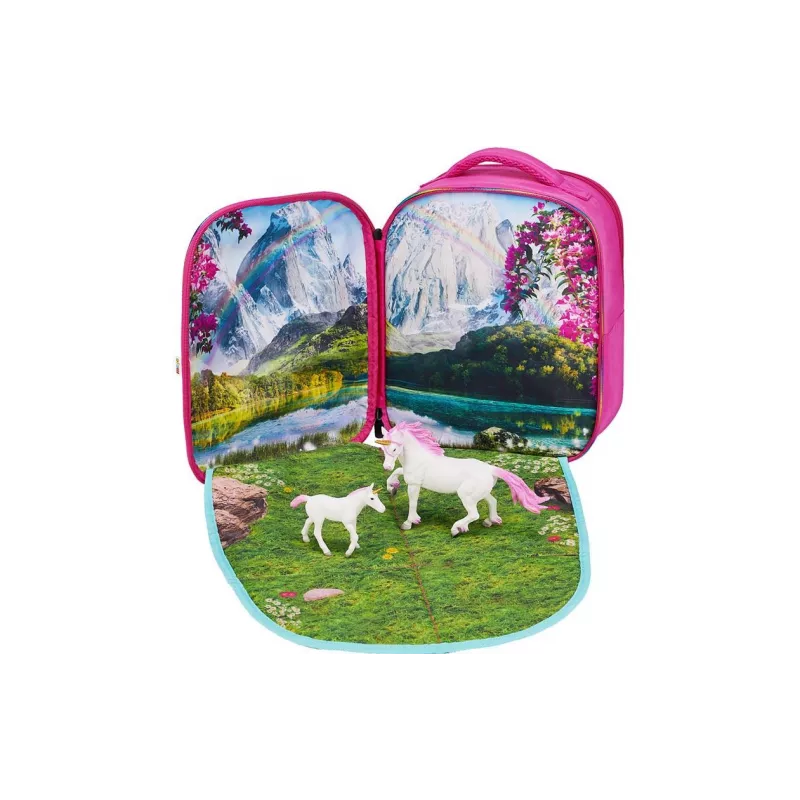 Mochila Unicornios 3D con 2 figuras y folleto de coleccionista (Unicornio y Unicornio Baby)