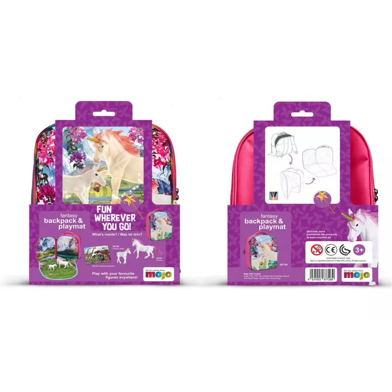 Mochila Unicornios 3D con 2 figuras y folleto de coleccionista (Unicornio y Unicornio Baby)