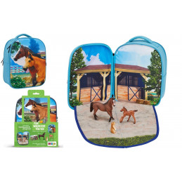 Mochila caballos 3D Junior con 3 figuras y folleto de coleccionista (Caballo, Potro y Conejo)