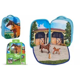 Mochila caballos 3D Junior con 3 figuras y folleto de coleccionista (Caballo, Potro y Conejo)