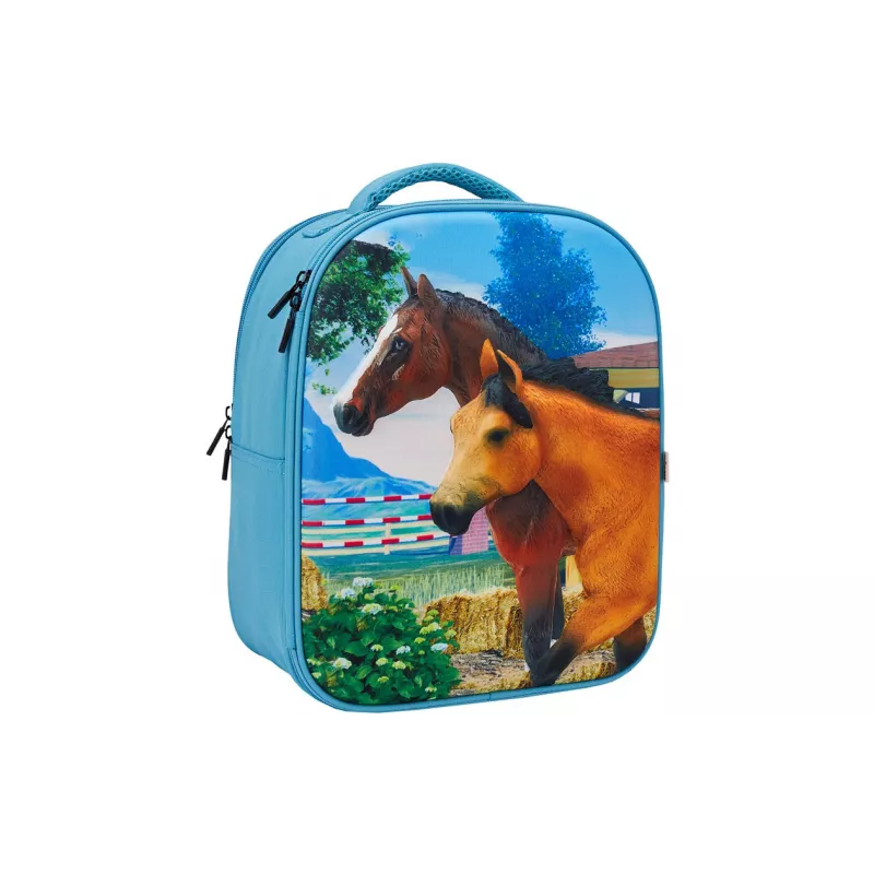 Mochila caballos 3D Junior con 3 figuras y folleto de coleccionista (Caballo, Potro y Conejo)