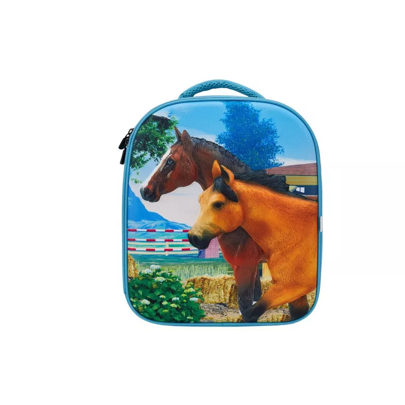 Mochila caballos 3D Junior con 3 figuras y folleto de coleccionista (Caballo, Potro y Conejo)