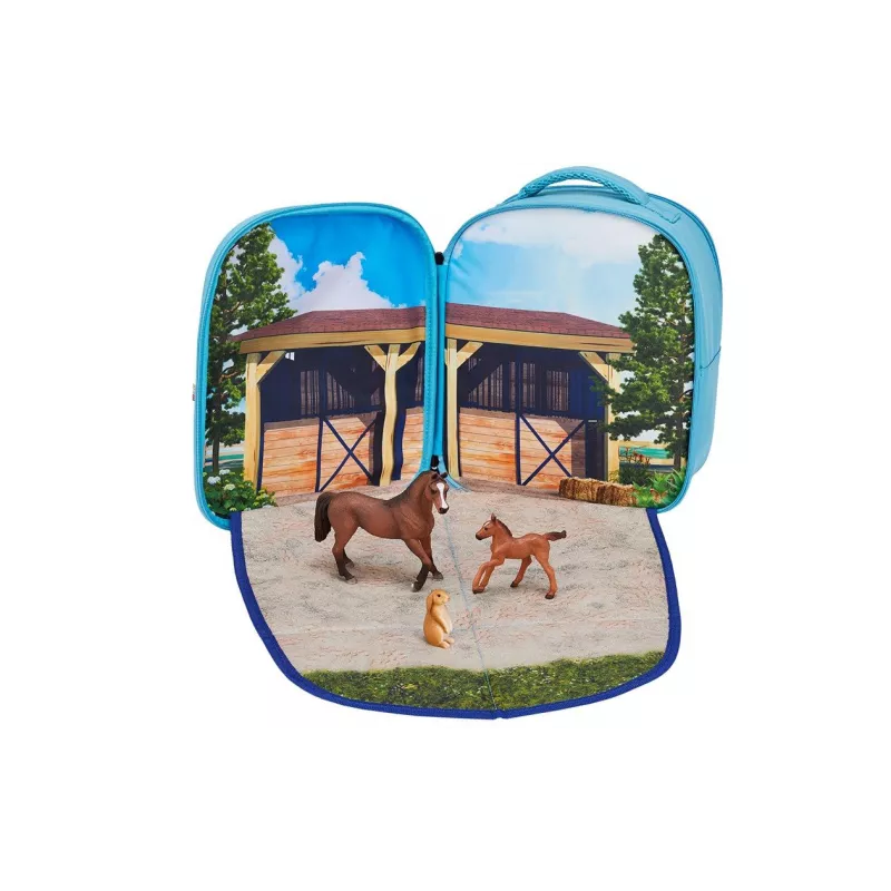Mochila caballos 3D Junior con 3 figuras y folleto de coleccionista (Caballo, Potro y Conejo)