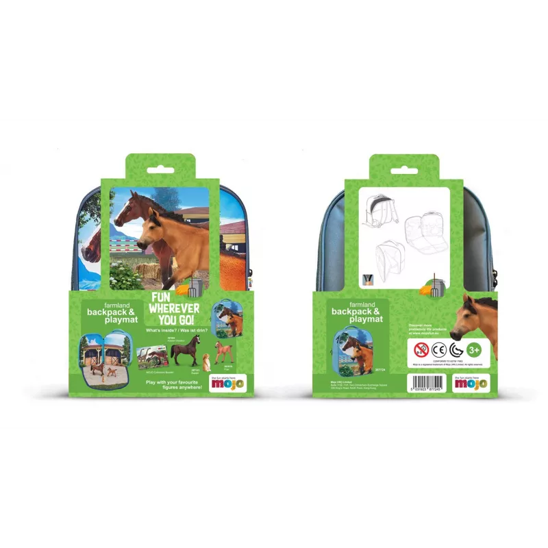 Mochila caballos 3D Junior con 3 figuras y folleto de coleccionista (Caballo, Potro y Conejo)