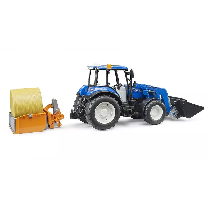 New Holland T5.120 con cargador frontal, caja de carga y horquillas