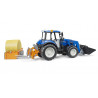 New Holland T5.120 con cargador frontal, caja de carga y horquillas