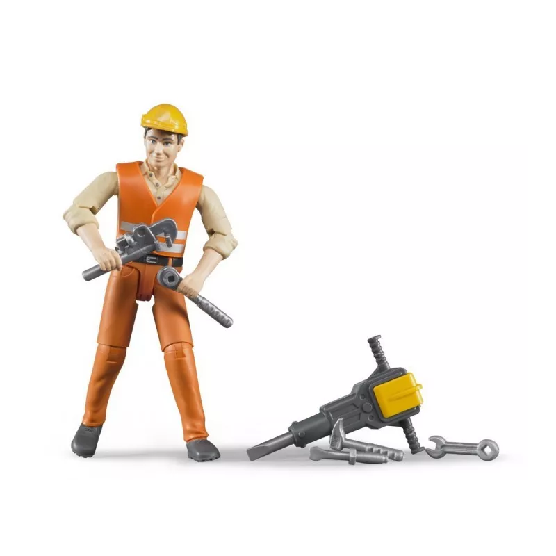 Trabajador de la construcción con los accesorios : escala 1:16