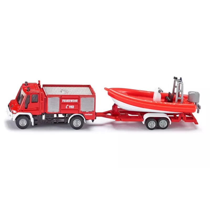Unimog del coche de bomberos con el barco - Blister