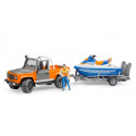 Land Rover Def. Pick Up con remolque moto acuática y piloto - escala 1:16