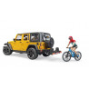 Jeep Wrangler Rubicon Unlimited bicicleta y ciclista