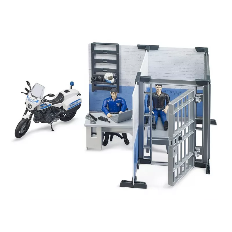 Comisaría bworld con motocicleta de policía