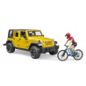 Jeep Wrangler Rubicon Unlimited bicicleta y ciclista
