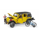 Jeep Wrangler Rubicon Unlimited bicicleta y ciclista