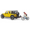 Jeep Wrangler Rubicon Unlimited bicicleta y ciclista