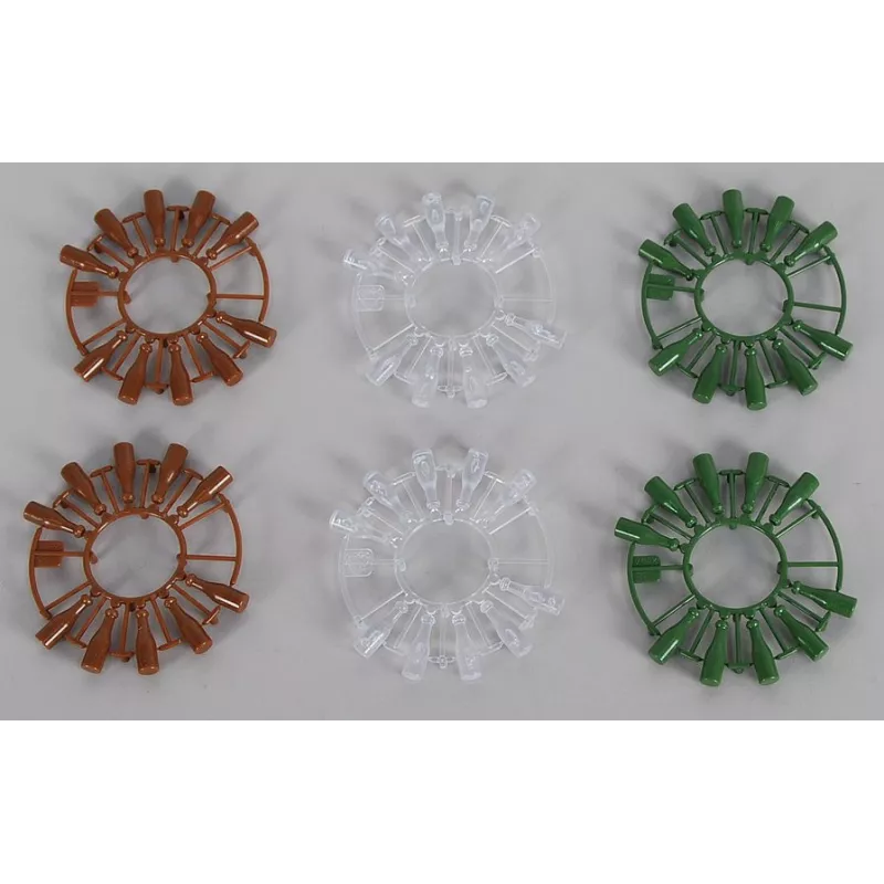 20 botellas, blanco, verde, marron