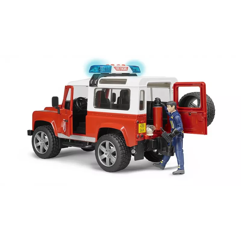 Land Rover Defender Station Wagon bomberos con muñeco
