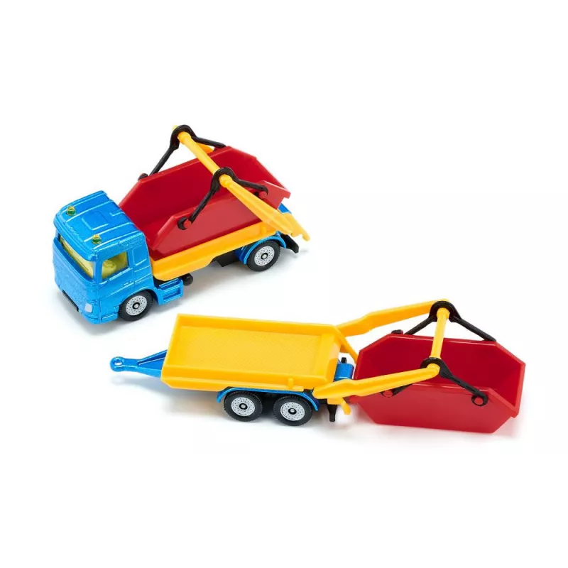 Camión con volquete y remolque