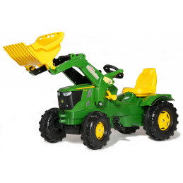 Tractor John Deere 6210R con pala a pedales