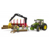 John Deere 7R 350 con remolque y 4 troncos