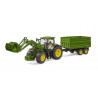 John Deere 7R 350 con pala y remolque