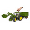 John Deere 7R 350 con pala y remolque