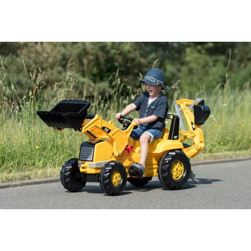 Tractor Caterpillar con pala y retroexcavadora a pedales